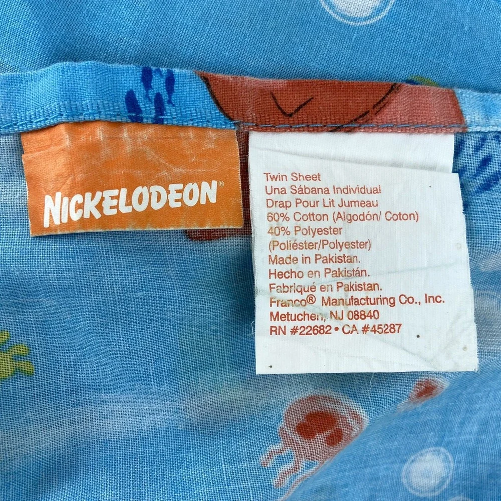 SpongeBob SquarePants Twin Size Flat Sheet Patrick Plankton Jellyfish Net 2010